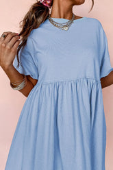 Round Neck Half Sleeve Mini Tee Dress OutfitFlow